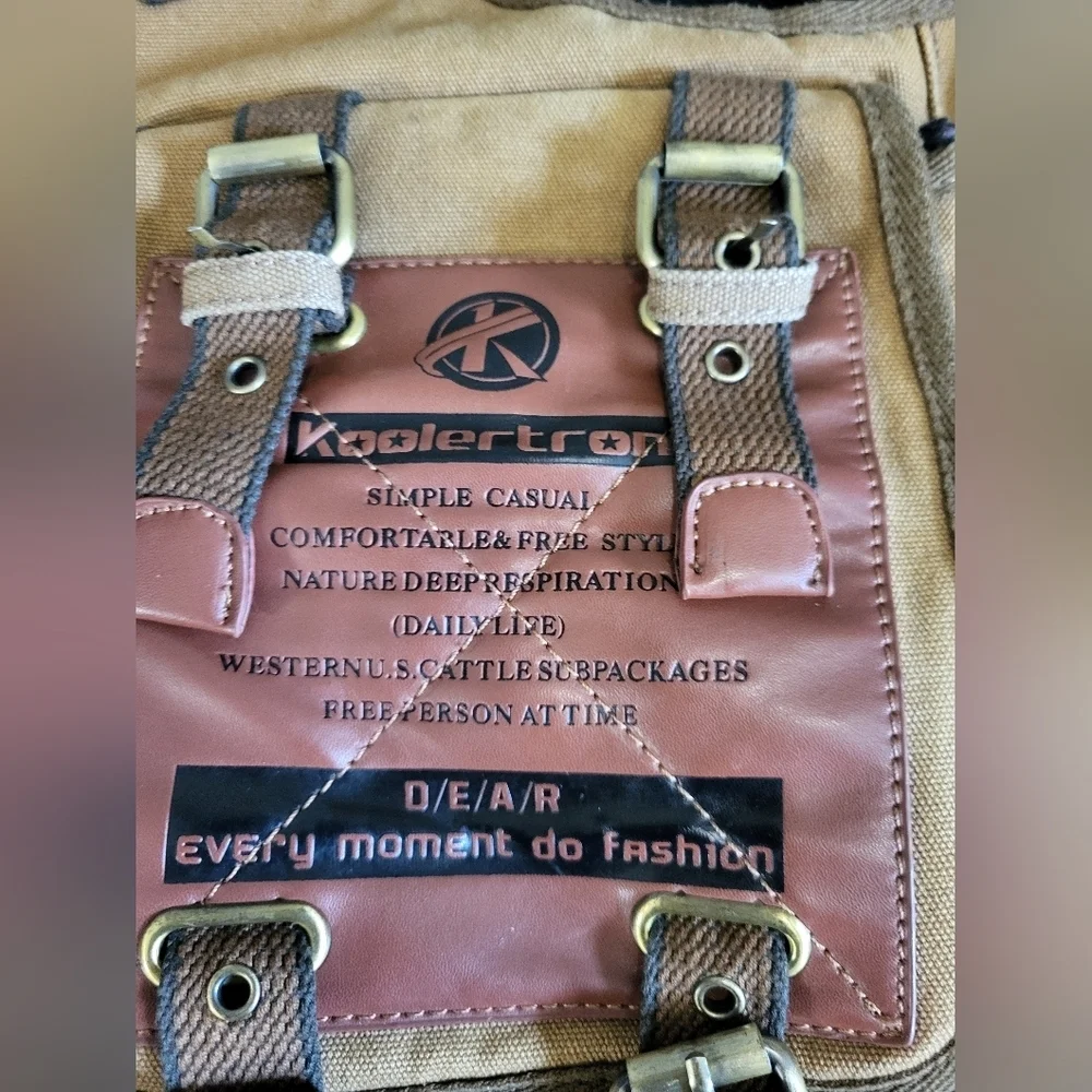 Koolertron Canvas Tan and Brown Bag - Picture 3 of 9